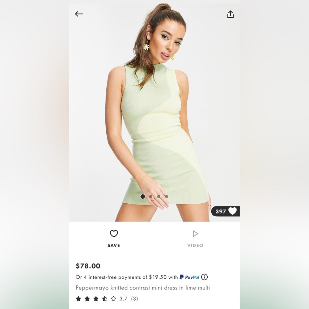 pepper mayo green mini dress